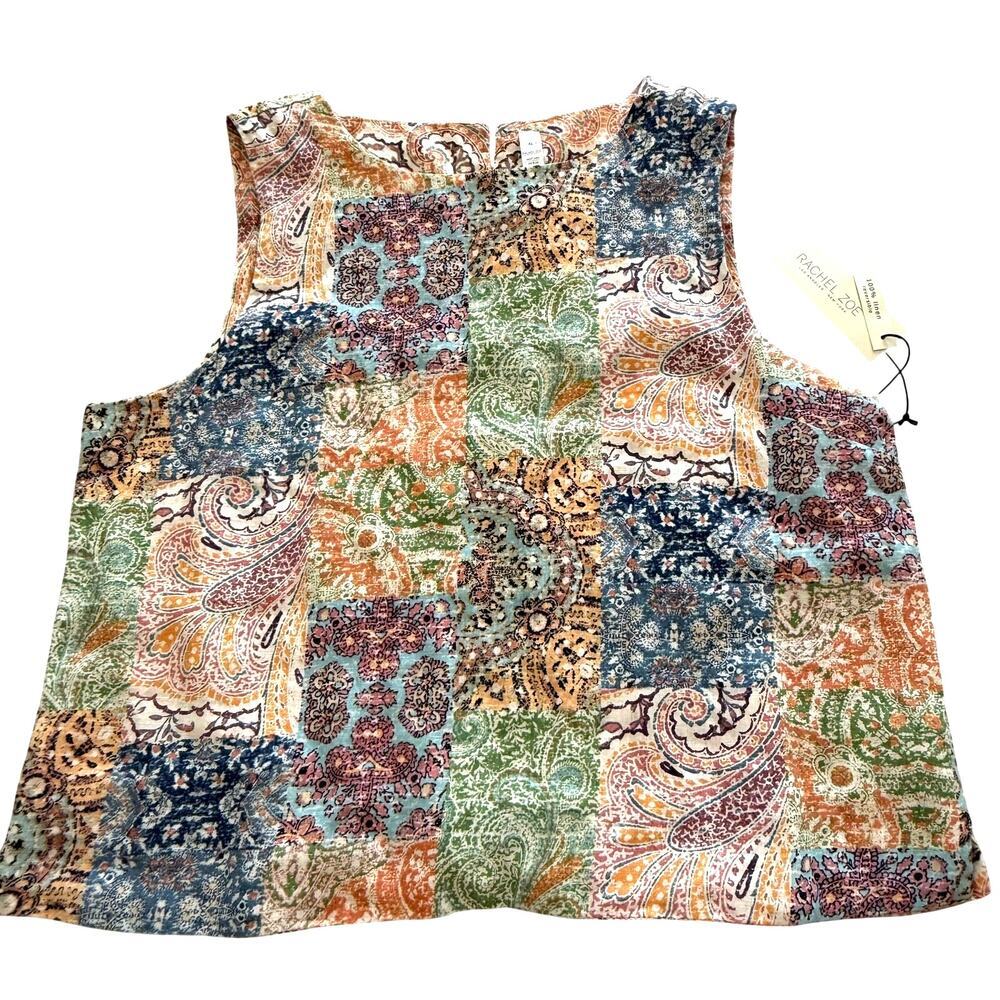 Linen Reversible Tank Top | XL | NWT Resort-2 in 1 blouse - Picture 4 of 16